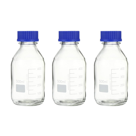 Willow 6pcs 500ml Glass Round Media Reagent Bottle Laboratory Chemical Bottle with Scale
