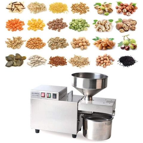 Olmecs Commercial Oil Press Machine Cold/Hot Nut Oil Extractor Automatic Food-Grade Stainless Steel Home Oil Expeller for Coconut Castor Olive Peanuts
