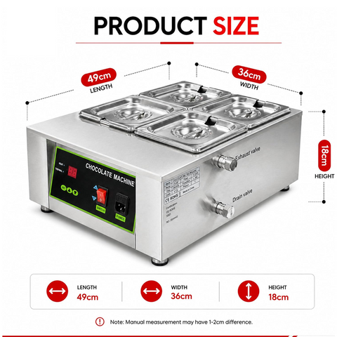 Olmecs Commercial Chocolate Tempering Machine, 1000W Chocolate Melting Machine With Temperature Control 4 Compartment (Copy)