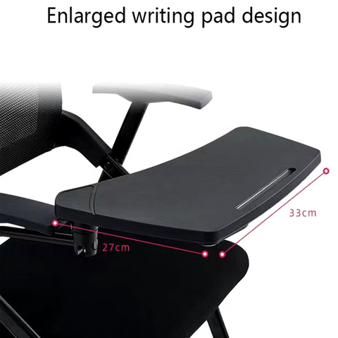 Olmecs Black Mesh Study Chair – Ergonomic Chair with Writing Pad for Students & Adults