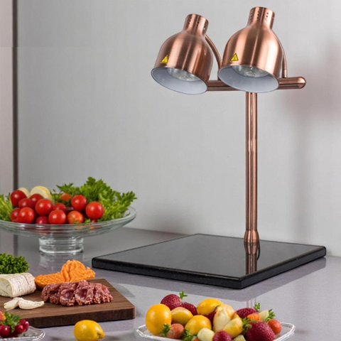 Olmecs Double Food Heat Lamp Warmer, Buffet Warming Table Lamp with Cutting Board