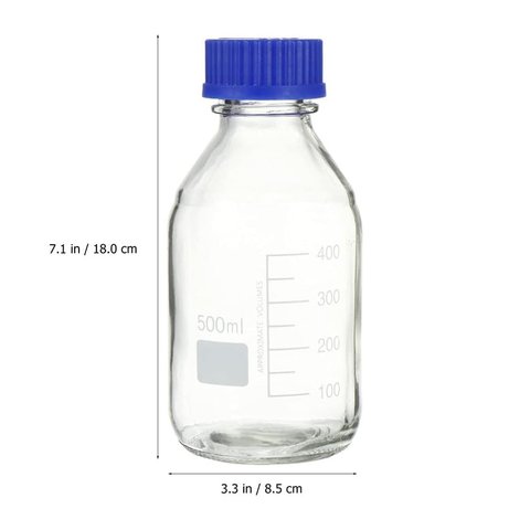 Willow 6pcs 500ml Glass Round Media Reagent Bottle Laboratory Chemical Bottle with Scale