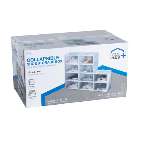 Foldable 1-Side Transparent Shoe Storage Box Set, 8005-10 (10 Pcs.)