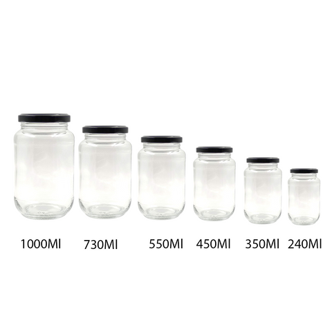 Glass Jar for Kitchen Storage with Air Tight Black Cap 550ml (24Pcs/Ctn)