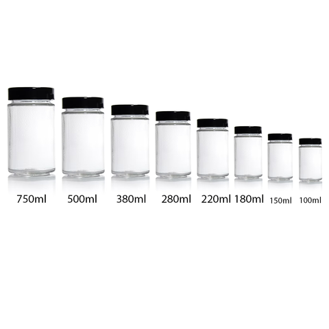 Glass Jar for Kitchen Storage with Air Tight Black Cap 100ml (120Pcs/Ctn)