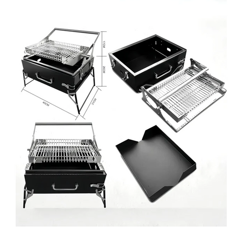 Portable Camping BBQ Grill Stove Fire Pit with Foldable Stand