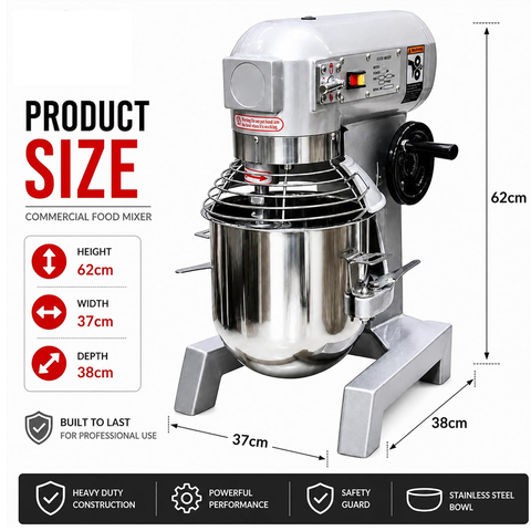 Olmecs Commercial Dough Mixer Food Cake Bread Hook Beater Whip Commercial Planetary Mixer Stand 3 Speed 3 in 1 Electric Food Mixer with Spiral Dough Hook (10 Liters)
