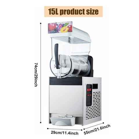 Royal Best 15Ltr Commercial Slushy Machine Maker, -3~-2℃ Slushie Maker Machine Ice Slush Frozen Juice Smoothie Drink Maker,