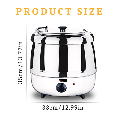Royal Best  10 L Large Capacity Soup Kettle Warmer, with Stainless Steel Hinged Lid Commercial Restaurant Soup Warmer Pot (Copy)