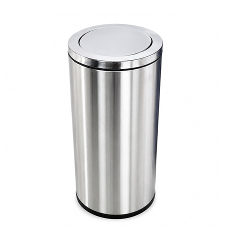 Olmecs 60L Flip-Top Waste Bin With Swing Lid and PVC Inner Bucket, Garbage Bin, Trashcan, Waste Container, Steel Dustbin
