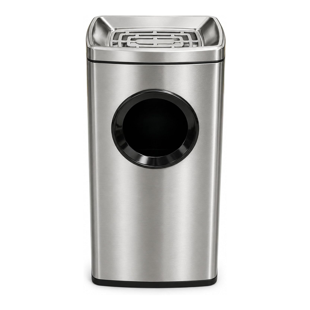 Olmecs Commercial Stainless Steel Ashtray Trash Bin 15L Freestanding