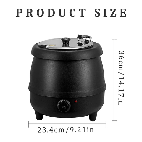 Royal Best  10 L Large Capacity Soup Kettle Warmer, with Stainless Steel Hinged Lid Commercial Restaurant Soup Warmer Pot