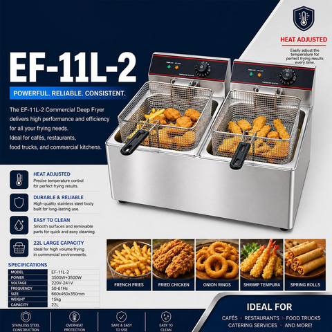 Olmecs Commercial Electrical Counter-Top Fryer – Stainless Steel Deep Fryer with Adjustable Temperature