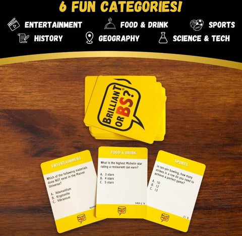 Brilliant or BS - A Trivia Party Game for Know-It-Alls and Big Fat Liars Hilarious Bluffing Game for 4-6 Players, Family-Friendly, Ages 14+
