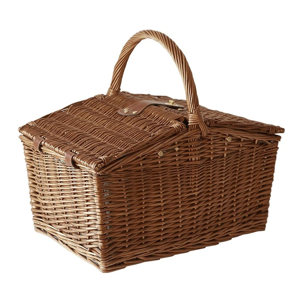 Willow Picnic Baskets for Four-person Large-capacity Outdoor Rattan Picnic Basket with Cutlery