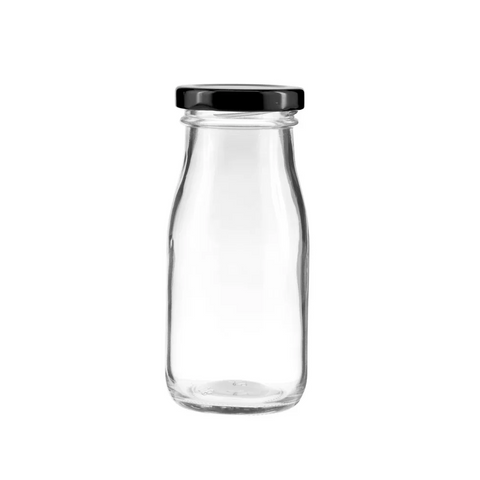 Willow Mini Glass Milk Bottles with Gold/Black lids 60Pcs Pack 200ml