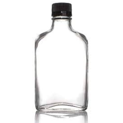 200ml Glass Flask Bottles with Black Tamper Evident Caps 80 Pc Carton