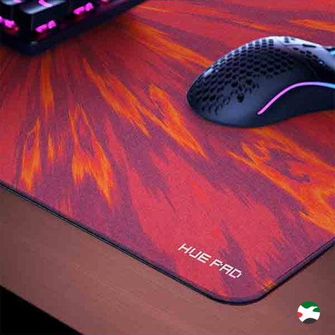 Huepad Isoflow Series, Premium Mousepads, HYDRAGLIDE Fabric Gaming Mouse pad, XL Desk Pad with Carry Case Tube (XL: 90x40cm, HYPERJUMP, LAVA)