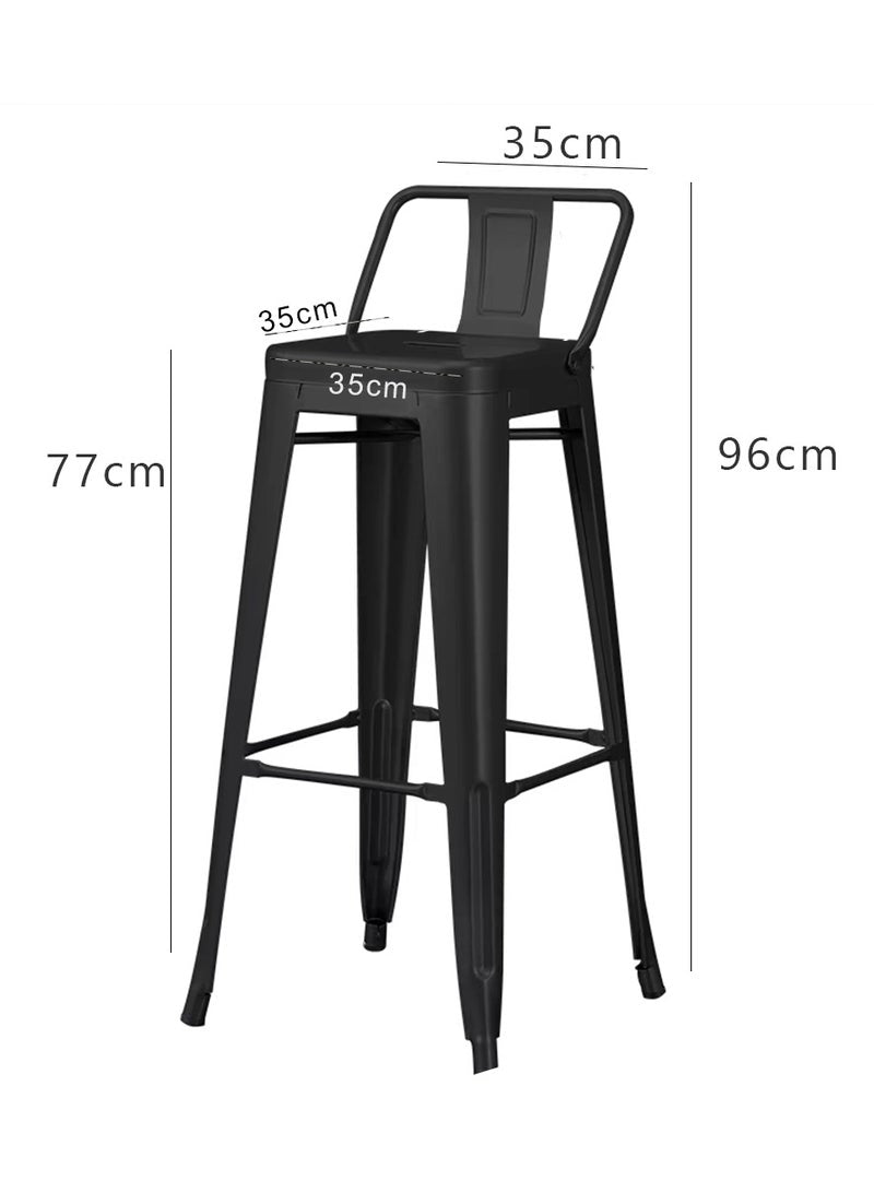 Olmecs Metal Bar Chair With Back Support High Chair (Black)