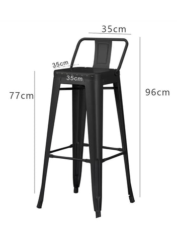 Olmecs Metal Bar Chair With Back Support High Chair (Black)