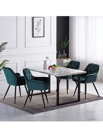 Olmecs Peacock Green Velvet Dining Room and Sofa chair Set of (2)