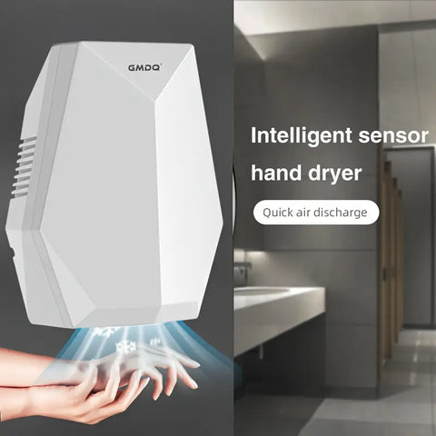 Smart Sensor Hand Dryer, Wall-Mounted Hand Drying Device, Blue Light Irradiation, 1600W High Power