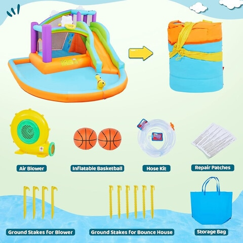 Megastar 6 In 1 Sunny Shine Bouncy Castle With Inflatable Trampoline, Water Slide 2.38x3.65x3.89M