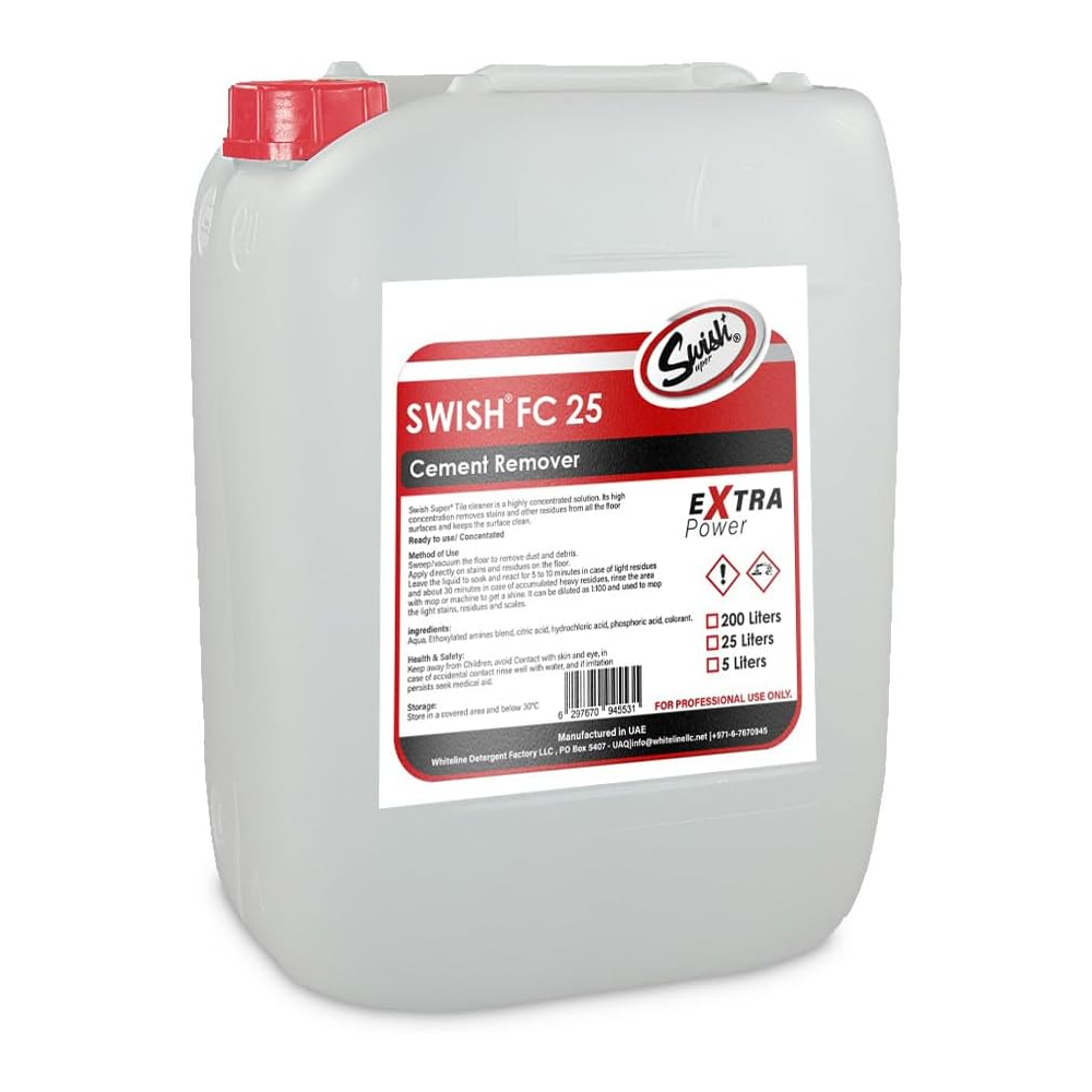 Swish Super® FC 25 Cement Remover & Tile Cleaner | Heavy Duty Stain & Residue Remover | Concentrated Cleaning Solution for Floors & Tiles