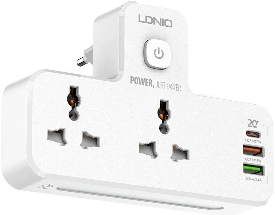 LDNIO SC2311 20W 3-Port USB Charger Extension Power Strip with 1 * 20W USB-C PD Power Delivery