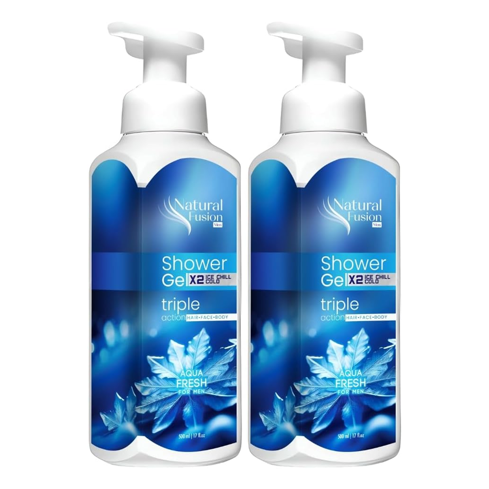 Swish Super Natural Fusion Shower Gel Triple Action for Hair Face & Body - Ice Chill Cold - 500mlx2