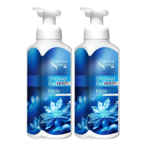 Swish Super Natural Fusion Shower Gel Triple Action for Hair Face & Body - Ice Chill Cold - 500mlx2