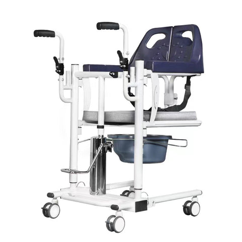 ENJOYCARE Hydraulic Patient Lift Transfer Chair - Adjustable Height, Soft Toilet Seat, 150kg Capacity, Bathroom Wheelchair