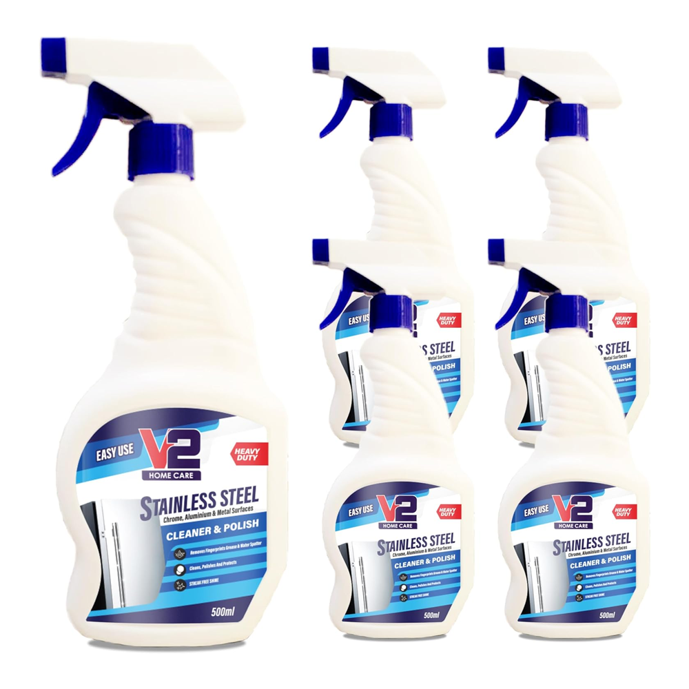 Swish Super V2 Stainless Steel Cleaner and Polish Trigger Spray - Pack of 5 Pcs Chrome, Aluminium Metal Surface - 500 ml (5)