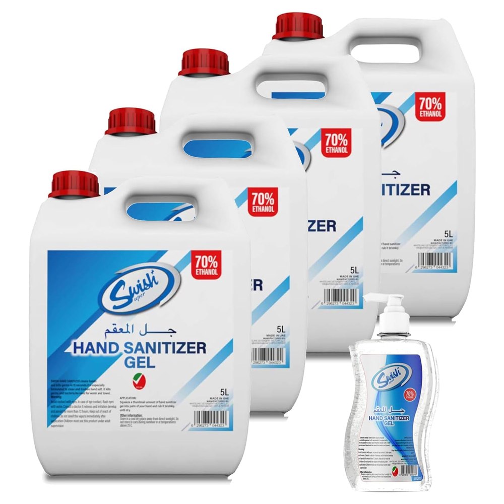 Swish Super Hand Sanitizer Gel (5L Pack of 4 Can+500ml)