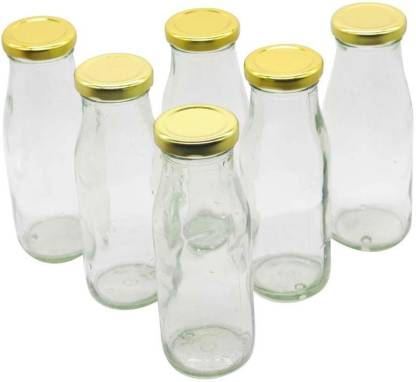 Milk, Juice Glass Bottle with Black Cap 500ml - 12Pc Pack