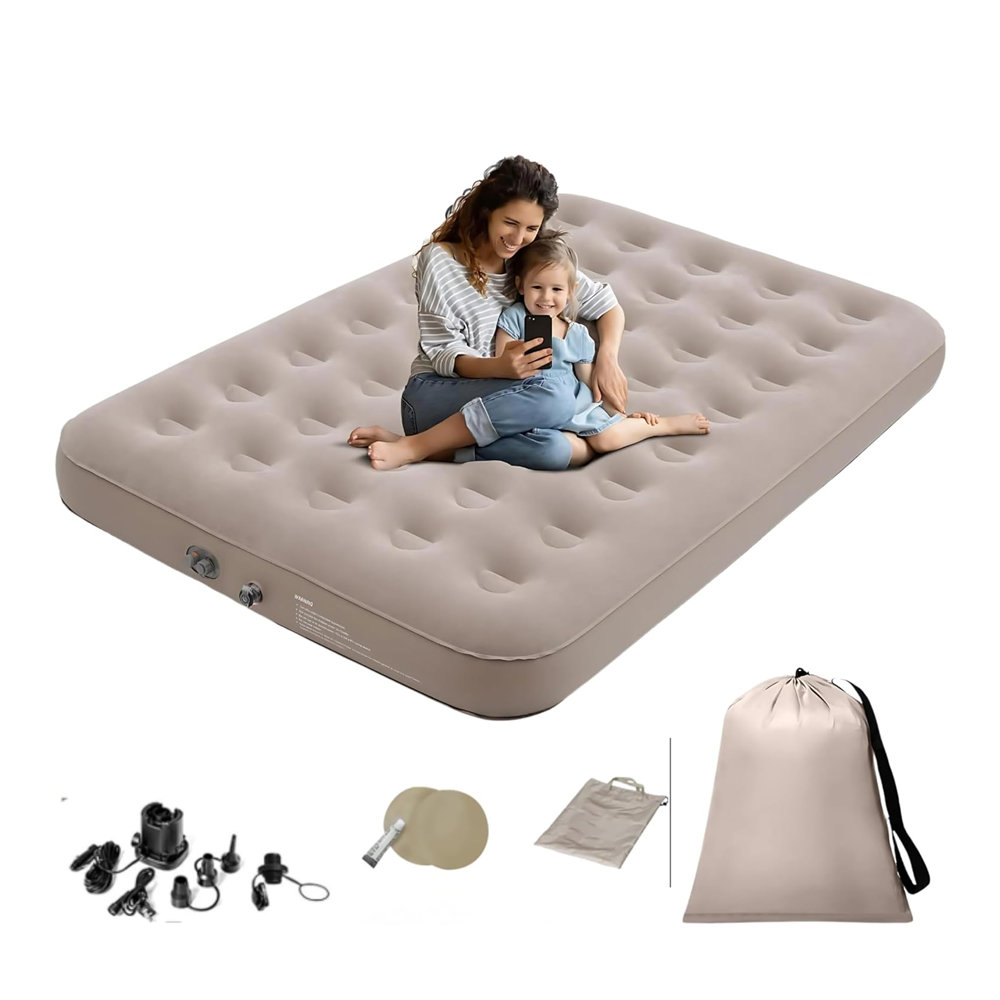 Air Mattress with Electric Pump | Fast Inflatable Bed for Home, Camping & Travel | Durable Leak-Proof Design and Carry Bag (203CM X 152CM)