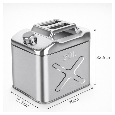 Military Metal Jerry Can 20L Silver For Cars, Jeeps & Other Vehicles