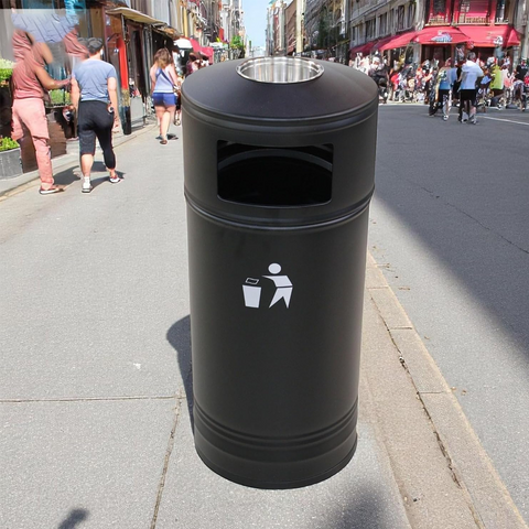 Olmecs Commercial Outdoor Trash Can with Ashtray