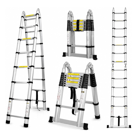 Telescoping Ladder 4M+4M (8Mtr), Aluminum Ladder, Multi-Function A Type Portable Telescopic Extension Ladder