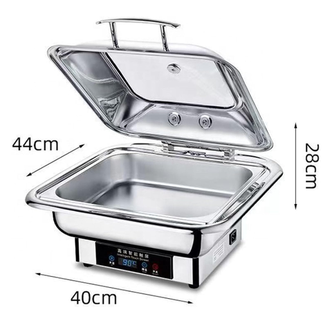Olmecs Electric Chafing Dish Buffet Warmer 6L / 9L Stainless Steel Food Warmer with Adjustable Temperature 35–95°C, 800W (SQUARE - 6L)