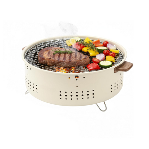 Olmecs Portable Mini Fire Pit Camping Round Heating Stove with Handle