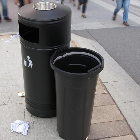 Olmecs Commercial Outdoor Trash Can with Ashtray