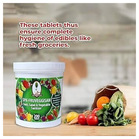 Fruit, Salad & Vegetable Sanitizing  Tablets, 200Pc Pack  Fast Dissolving Effervescent Formula