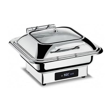Olmecs Electric Chafing Dish Buffet Warmer 6L / 9L Stainless Steel Food Warmer with Adjustable Temperature 35–95°C, 800W (SQUARE - 6L)