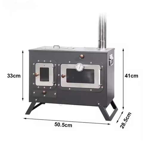 Olmecs Outdoor Kitchen Cooking Stove Pizza Oven with Folding Stand Extended Chimney