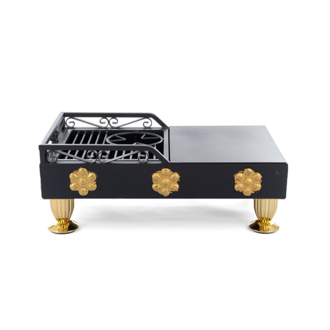 Olmecs Portable Camping BBQ Grill Fire Pit with Fire Hole Flower Design