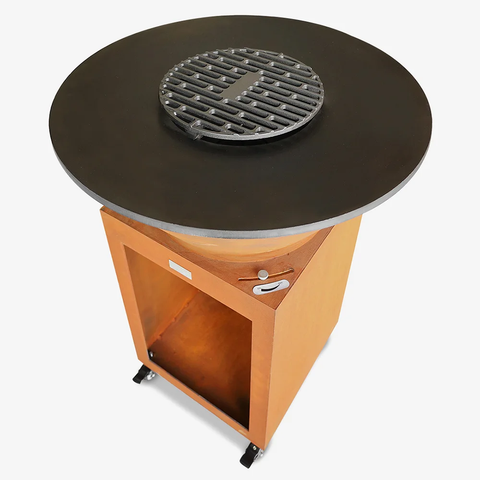 Olmecs Steel Grill Fire Bowl Ø85cm with Square Wood Storage Cabinet | Garden, Terrace, Outdoor