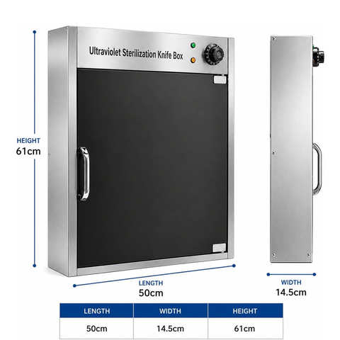 Olmecs Professional Disinfection UV Knife Sterilizer Full Stainless Steel Wall Mounted Knife Sterilizer Cabinet 50x14.5x61cm