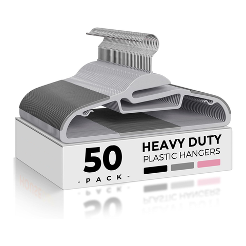 Willow Heavy Duty Plastic Hangers with Rubber Pads (50Pc Pack)