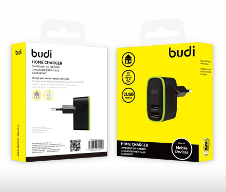Budi AC056UNCB Home Charger 12W (5V2.4A) 2 ports